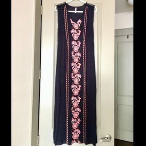 Navy Sundress with Soft Pink Accents